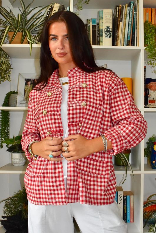 Nonni Gingam Napoleon Jacket Sangria